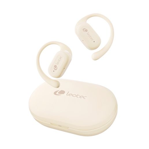 Auriculares Deportivos Bluetooth Leotec Open Air Zenith Sport con estuche de carga/ Autonomía 6.5h/ Beige