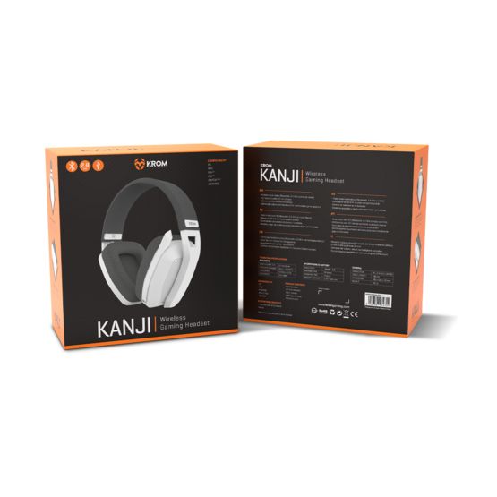 Krom Kanji Wireless Gaming Headset with Microphone / Bluetooth / USB 2.0 / White