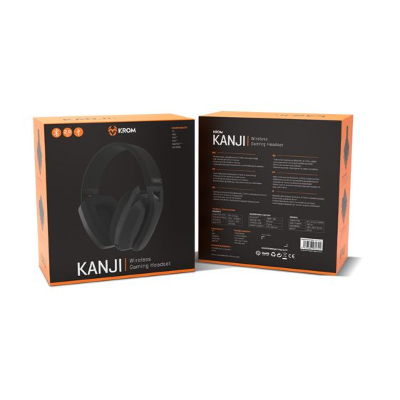 Krom Kanji Wireless Gaming Headset with Microphone / Bluetooth / USB 2.0 / Black