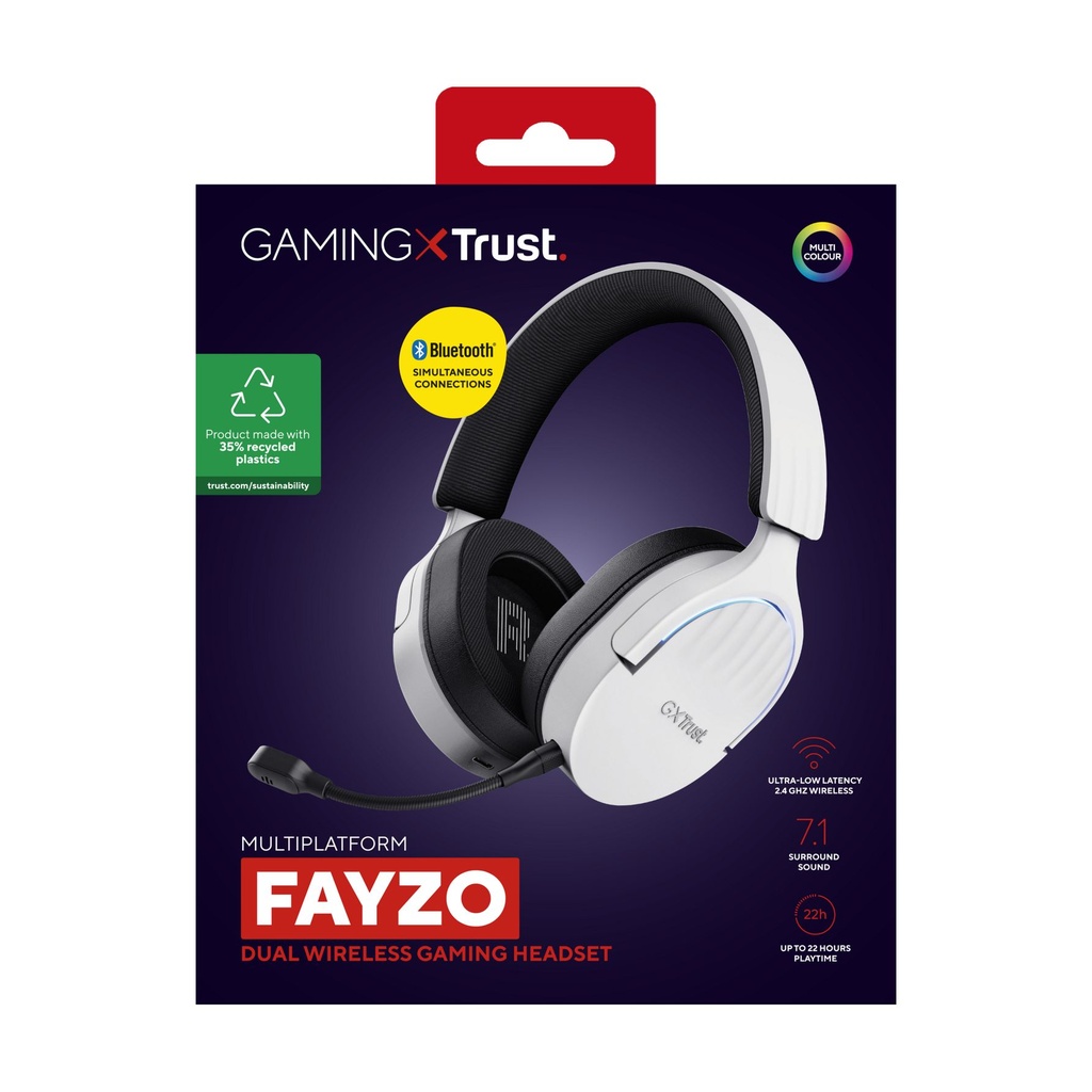 Trust Gaming GXT 491 Fayzo Wireless Gaming Headset with Microphone / Bluetooth / 3.5mm Jack / White