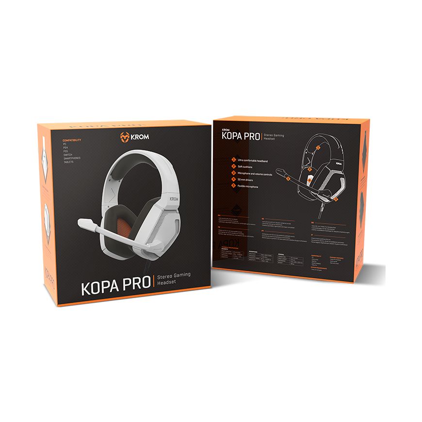 Auriculares Gaming con Micrófono Krom Kopa Pro/ Jack 3.5/ Blancos