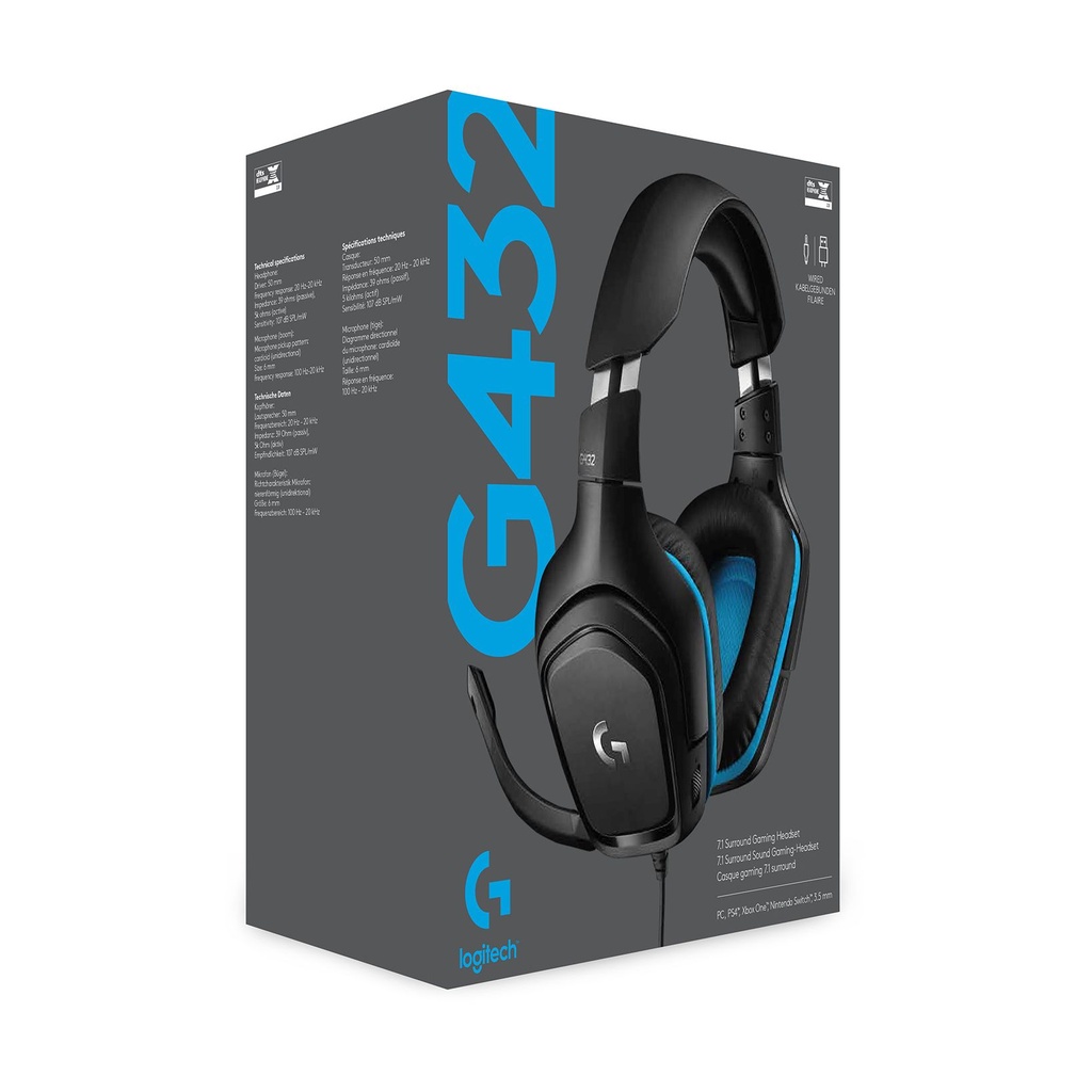 Logitech G432 Gaming Headset with Microphone / USB 2.0 / 3.5mm Jack / Black