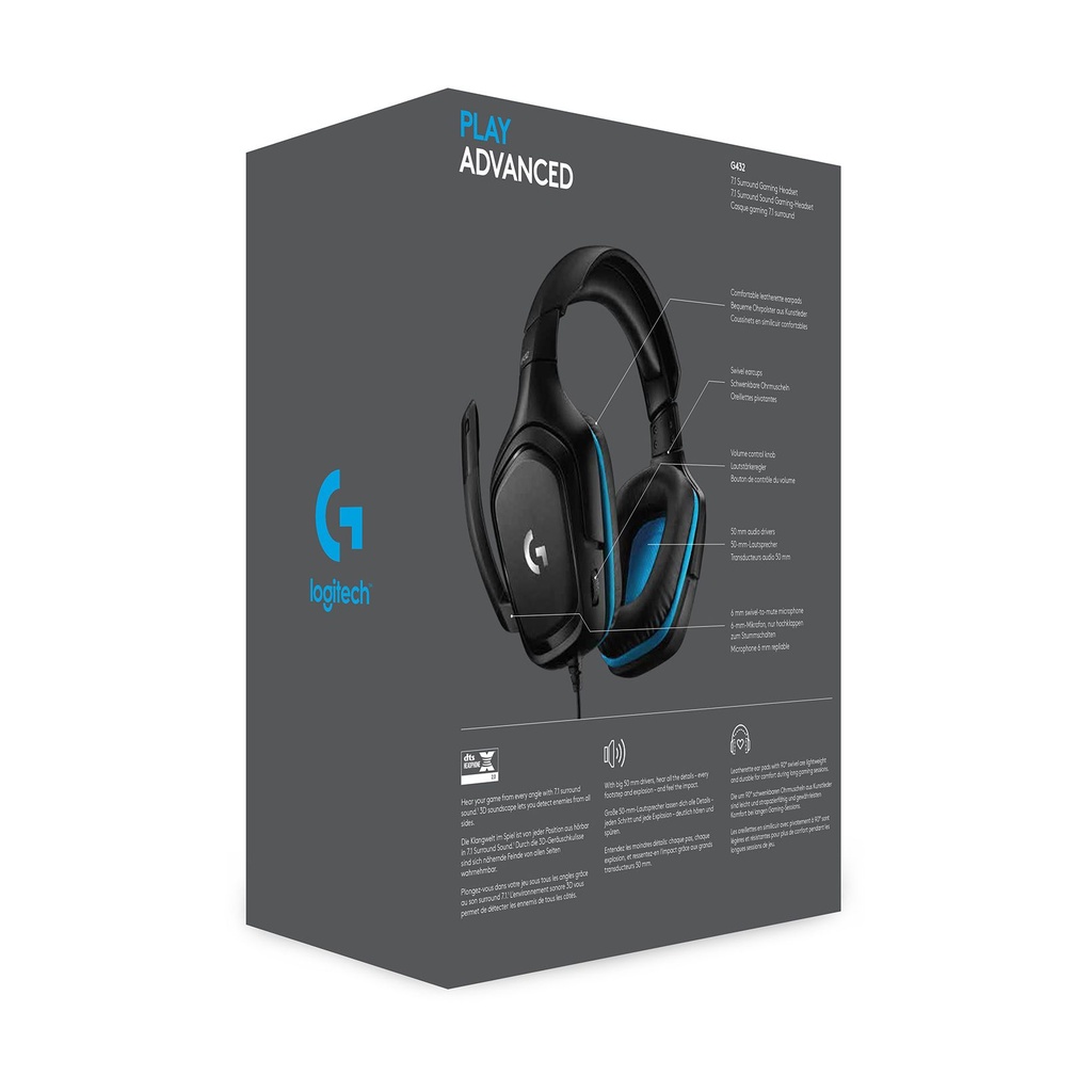 Logitech G432 Gaming Headset with Microphone / USB 2.0 / 3.5mm Jack / Black