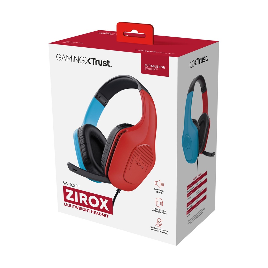 Trust Gaming GXT 416S Zirox Gaming Headset with Microphone / 3.5mm Jack / Blue and Red