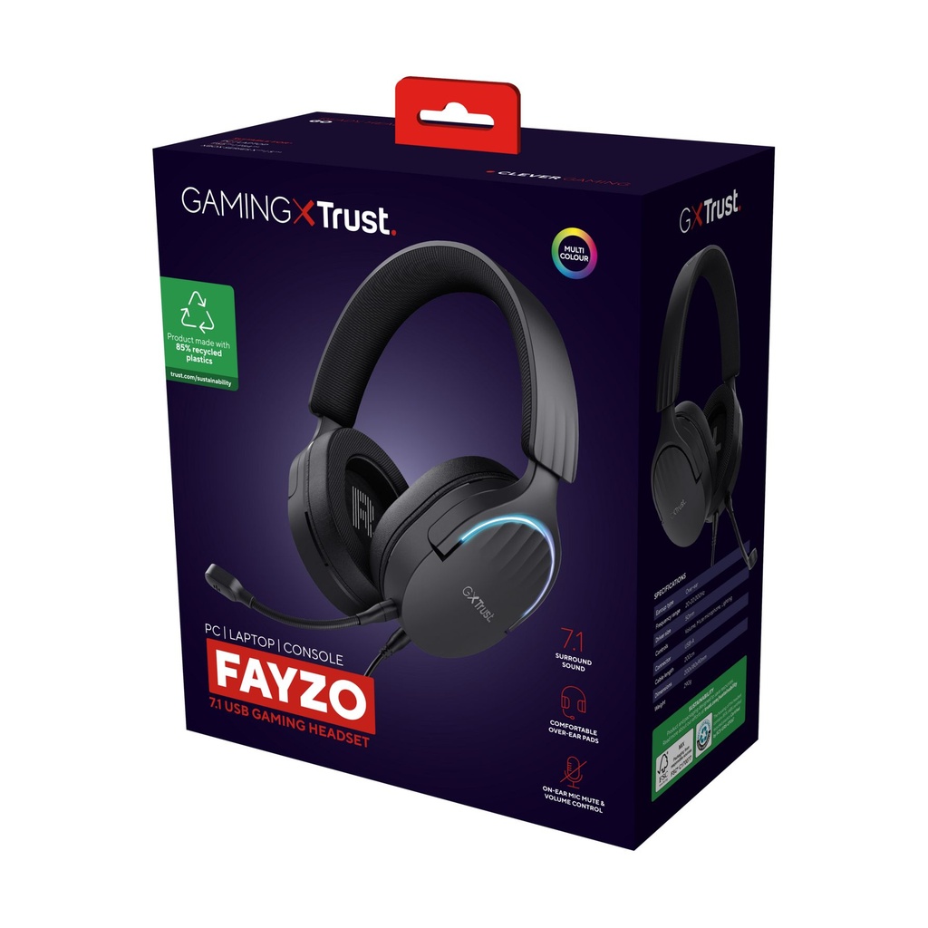 Trust Gaming GXT 490 Fayzo Gaming Headset with Microphone / USB 2.0 / Black