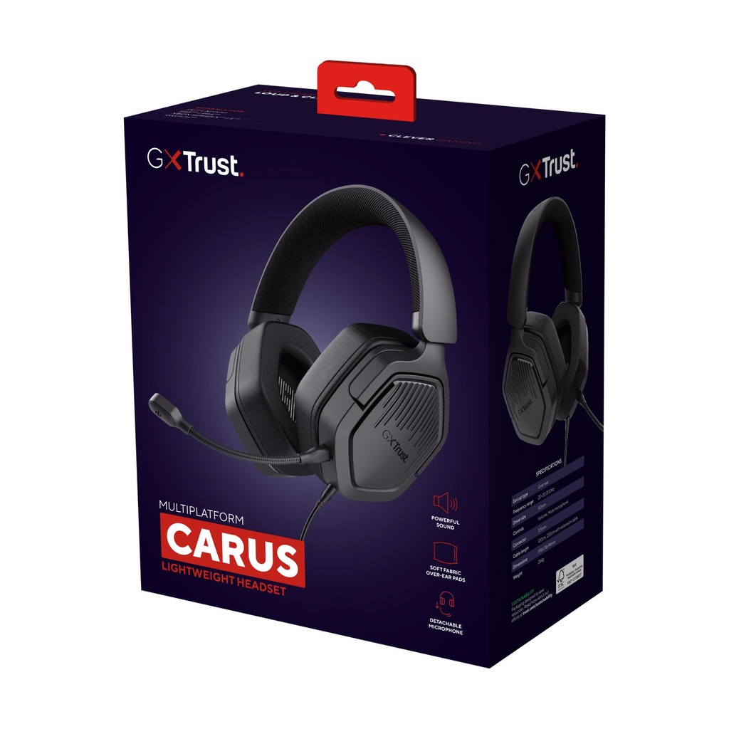 Trust Gaming GXT 492 Carus Gaming Headset with Microphone / 3.5mm Jack / Black