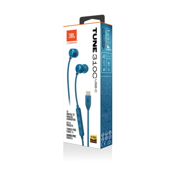 Auriculares Intrauditivos JBL Tune 310C/ con Micrófono/ Azules
