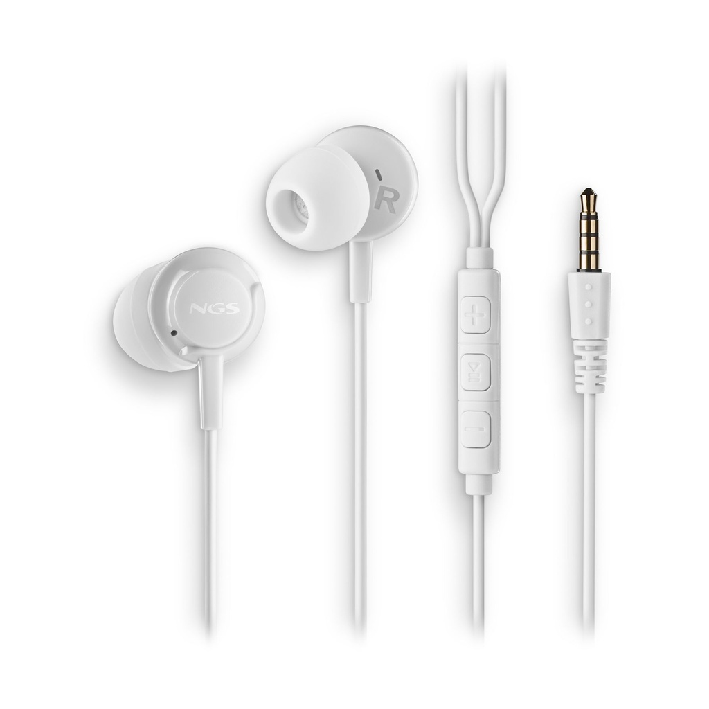 Auriculares Intrauditivos NGS Cross Drift/ con Micrófono/ Jack 3.5/ Blancos