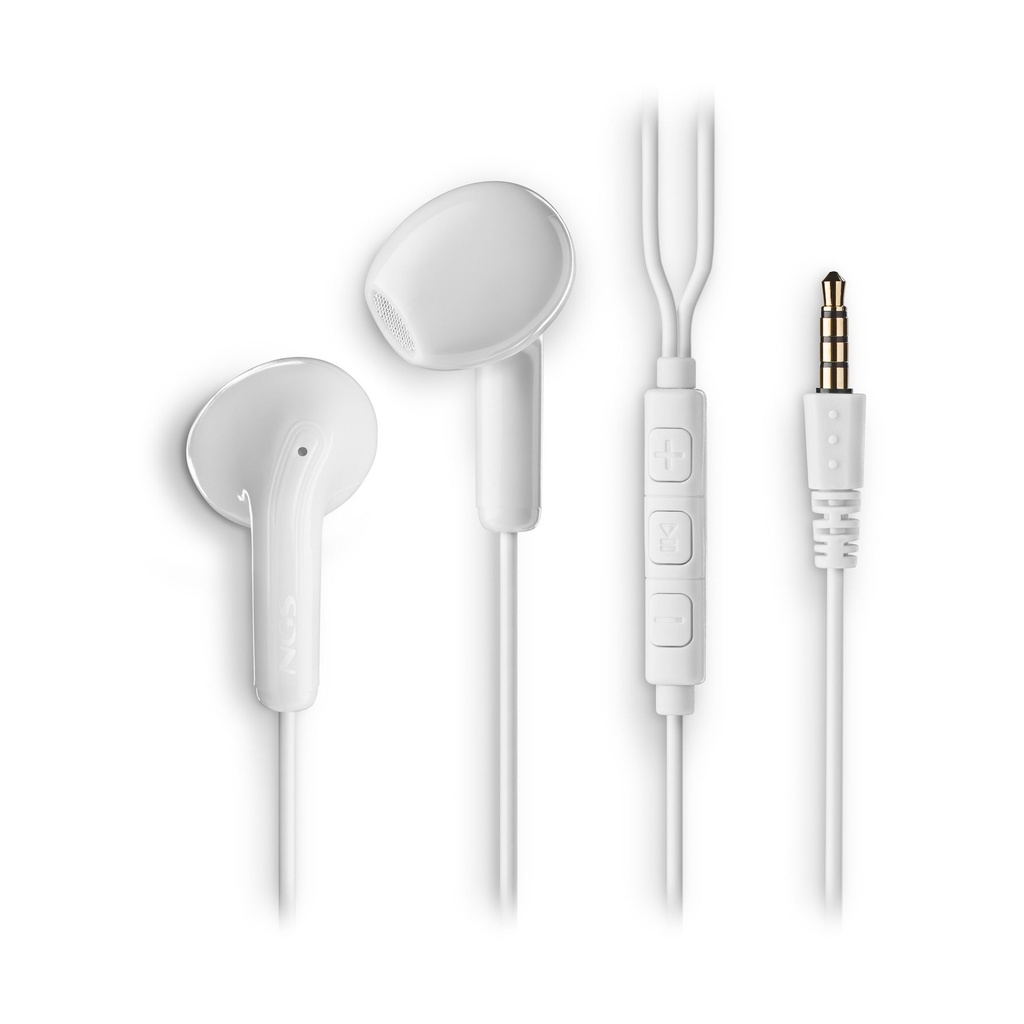 Auriculares Intrauditivos NGS Cross Flip/ con Micrófono/ Jack 3.5/ Blancos
