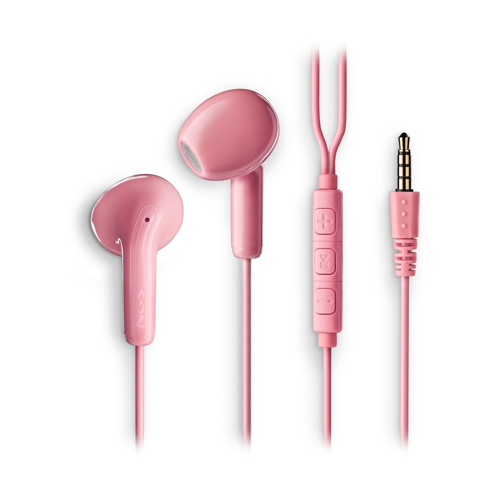 Auriculares Intrauditivos NGS Cross Flip/ con Micrófono/ Jack 3.5/ Rosas