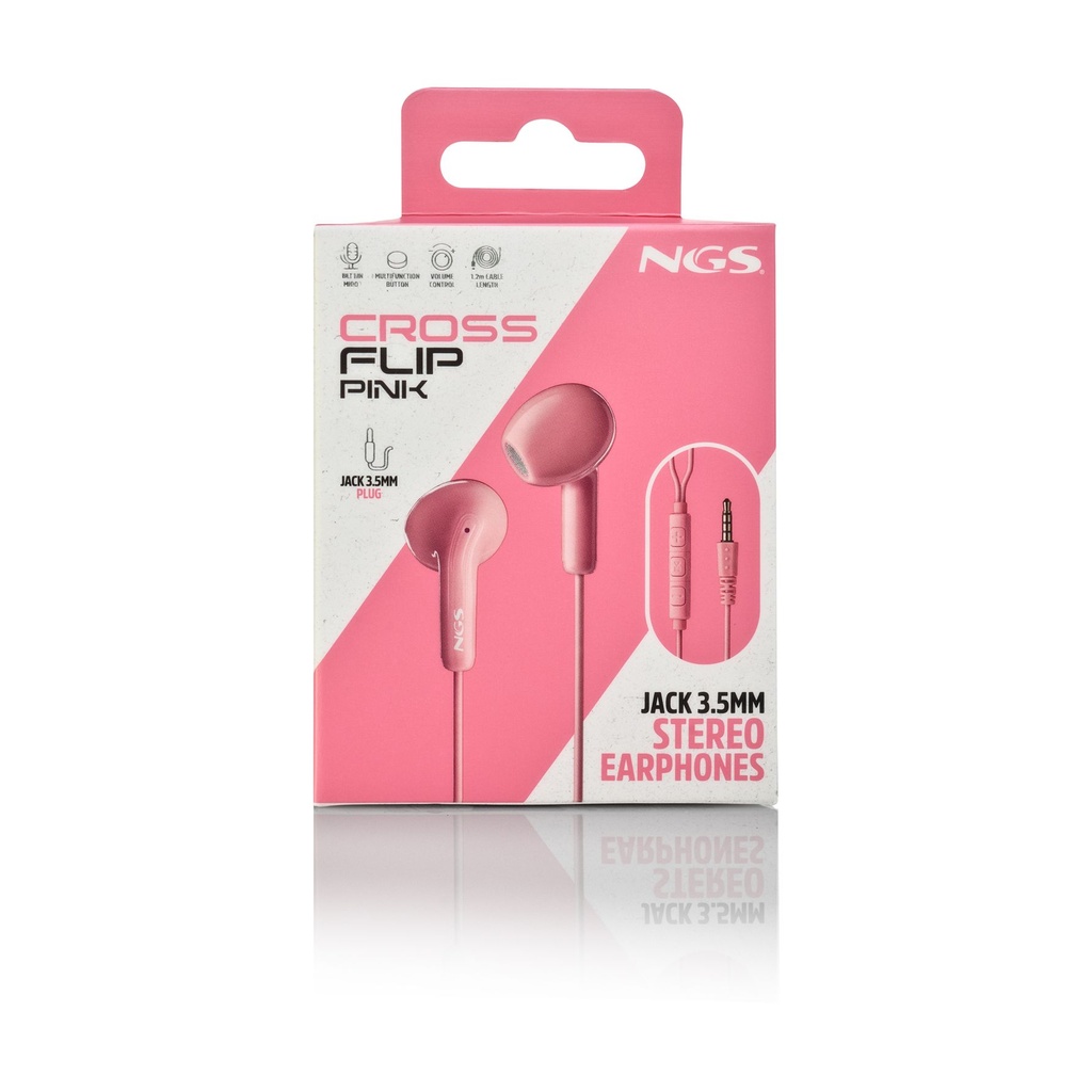 Auriculares Intrauditivos NGS Cross Flip/ con Micrófono/ Jack 3.5/ Rosas