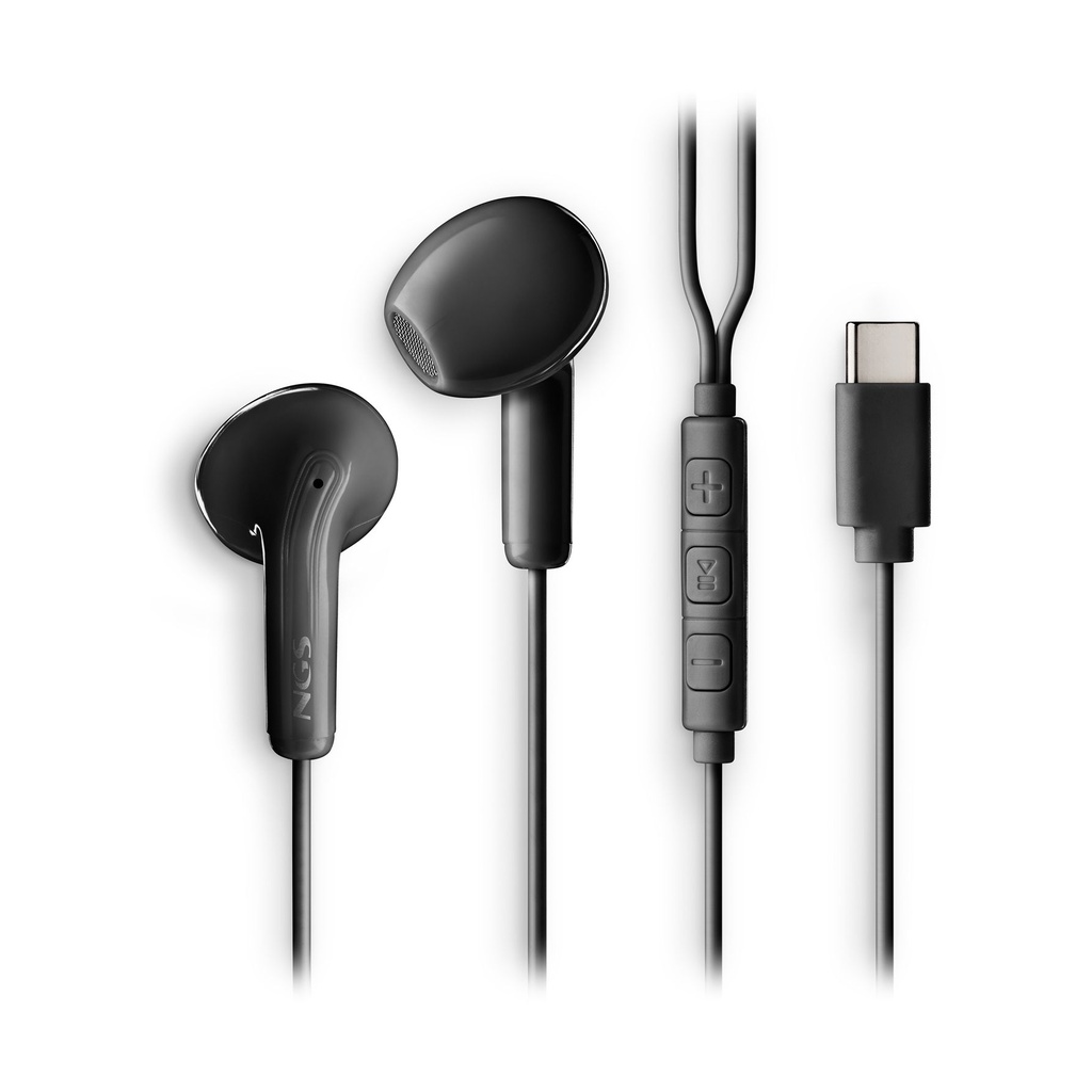 Auriculares Intrauditivos NGS Cross Glide/ con Micrófono/ USB Tipo-C/ Negros