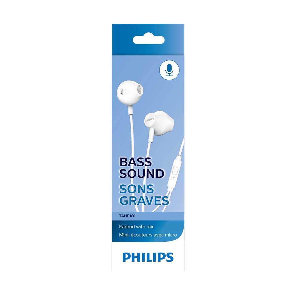 Auriculares Intrauditivos Philips TAUE101/ con Micrófono/ Jack 3.5/ Blancos