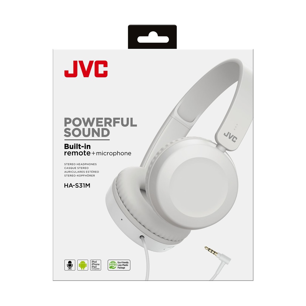 Auriculares JVC HA-S31M/ con Micrófono/ Jack 3.5/ Blancos