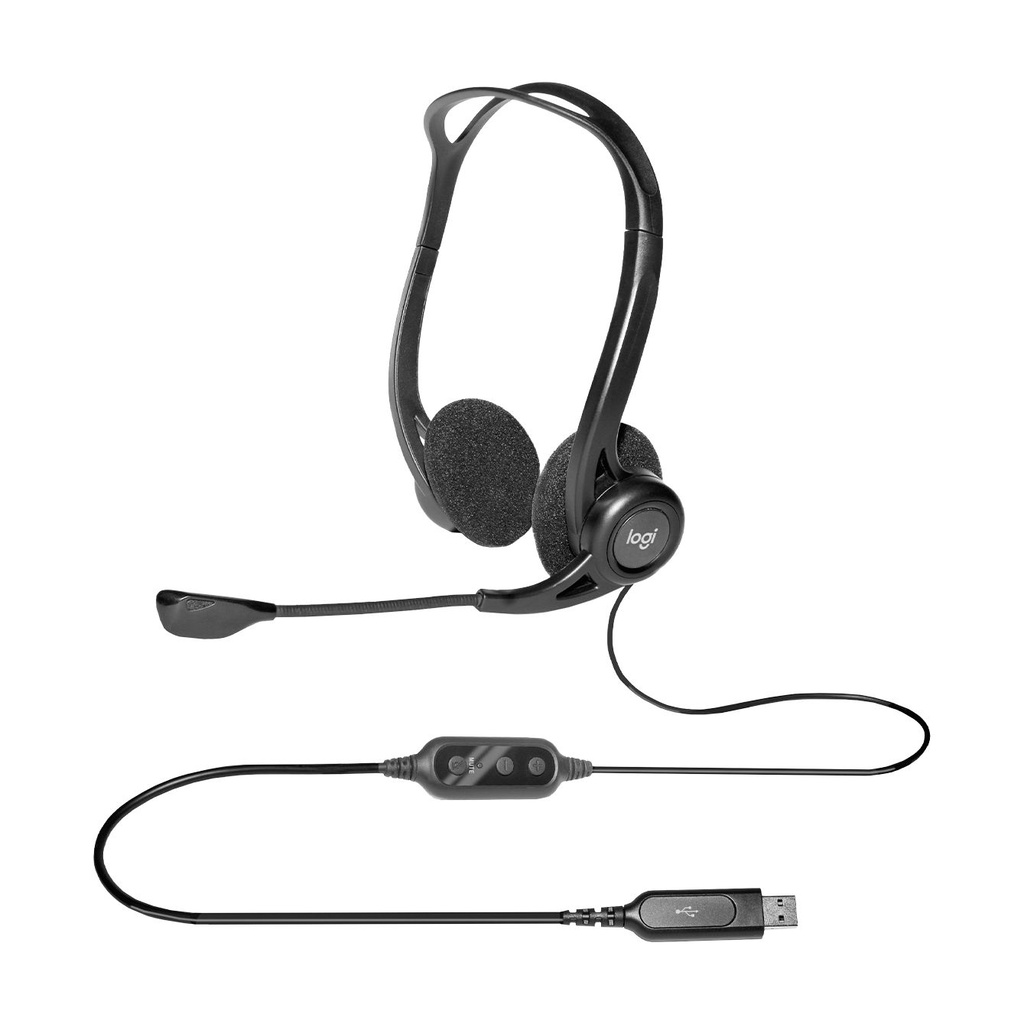 Auriculares Logitech Headset PC 960/ con Micrófono/ USB/ Negros