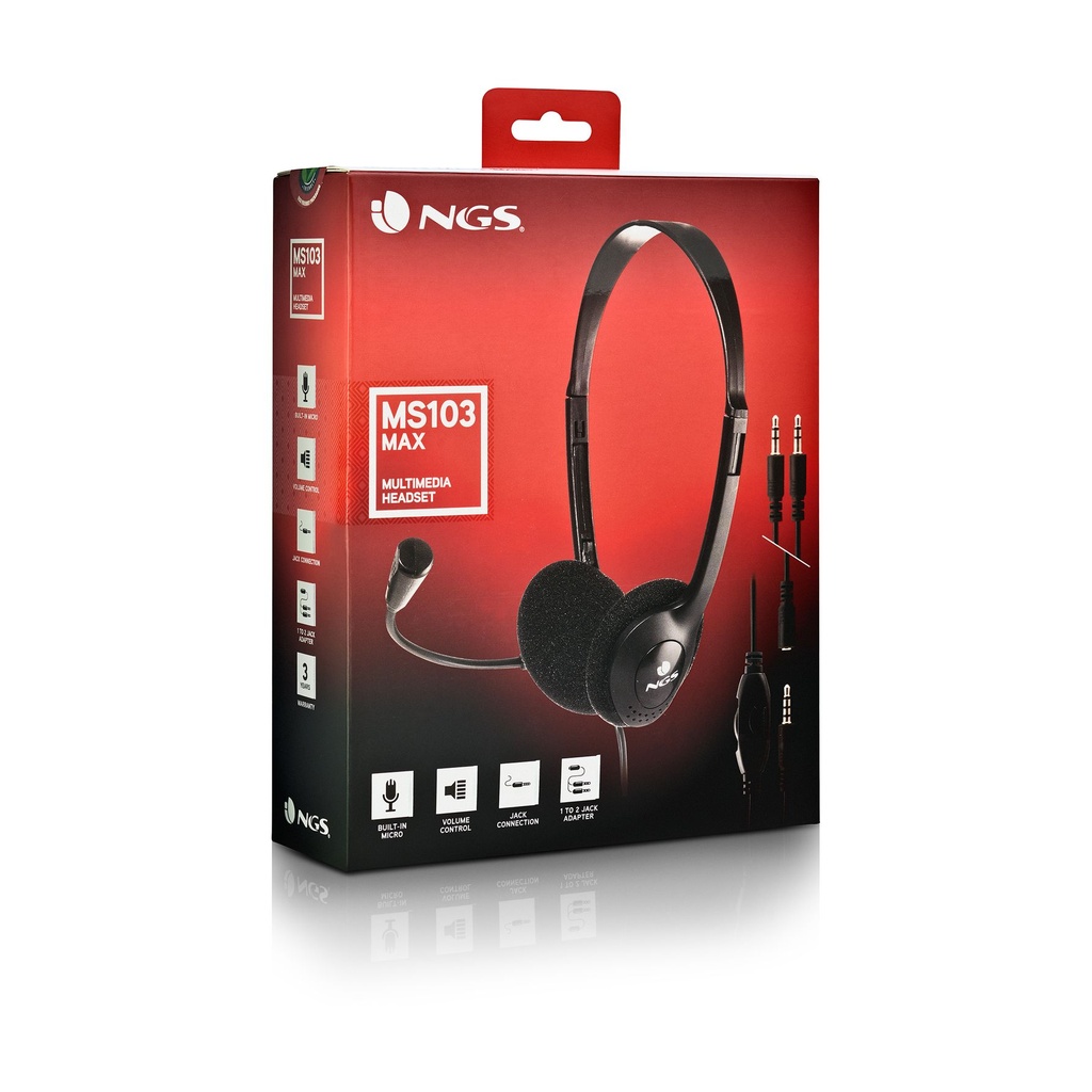 Auriculares NGS MS103 MAX/ con Micrófono/ Jack 3.5/ Negros