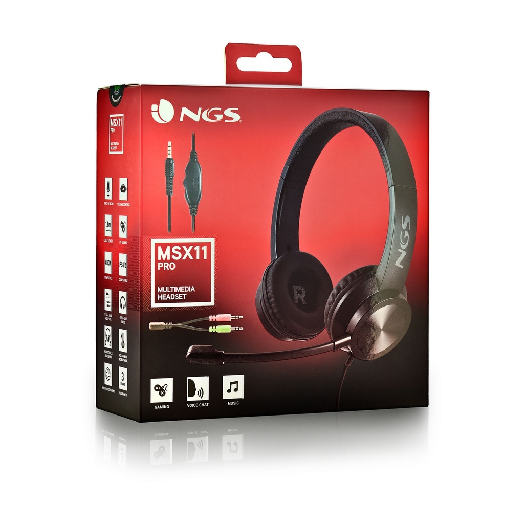 Auriculares NGS MSX 11 Pro/ con Micrófono/ Jack 3.5/ Negros
