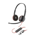 Auriculares Poly Blackwire 3220 + Adaptador USB-C/A/ con Micrófono/ Bulk/ Negros