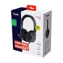 Auriculares Trust Ayda Max USB-ENC/ con Micrófono/ USB/ Negros