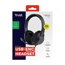 Auriculares Trust Ayda Max USB-ENC/ con Micrófono/ USB/ Negros