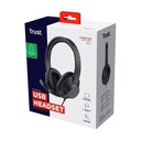 Auriculares Trust Ayda Max USB/ con Micrófono/ USB/ Negros