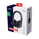 Auriculares Trust Ayda Max/ con Micrófono/ Jack 3.5/ Negros