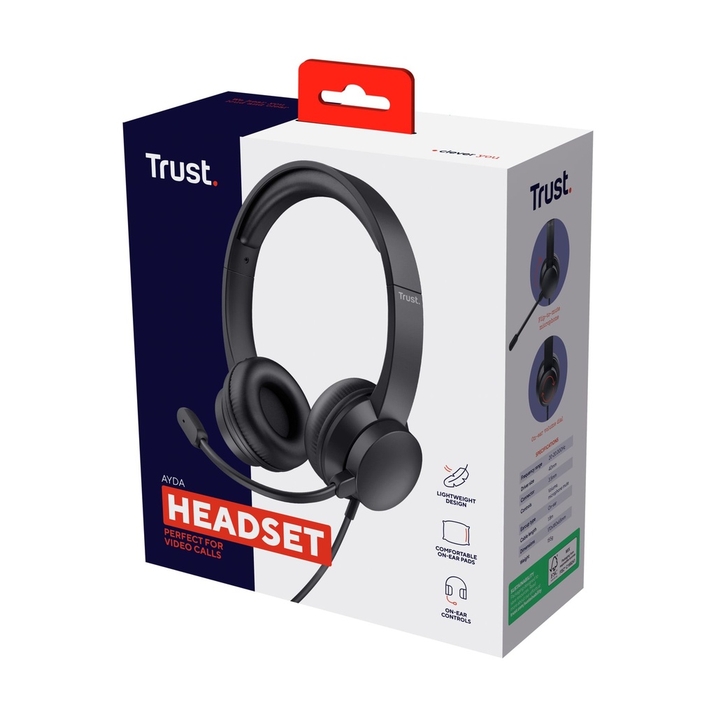 Auriculares Trust Ayda/ con Micrófono/ Jack 3.5/ Negros