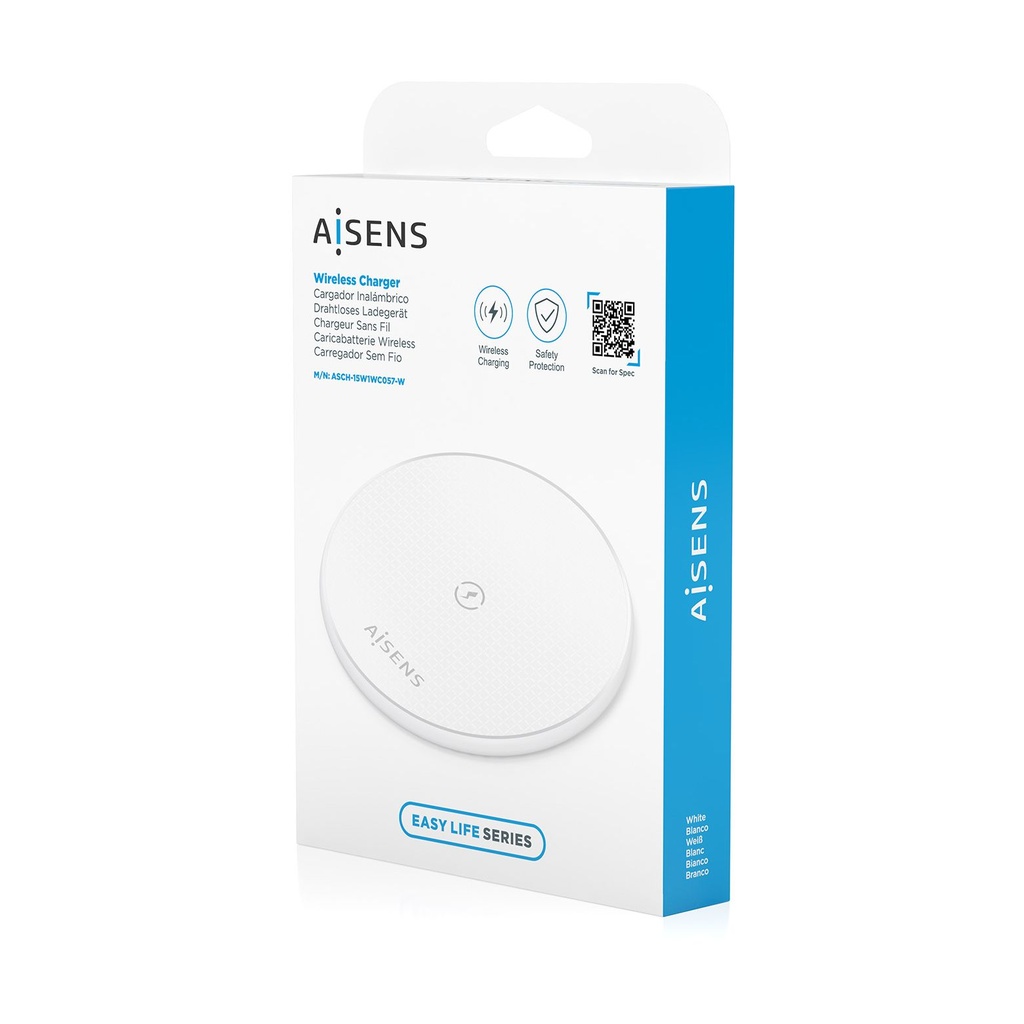 Base de carga Inalámbrica Aisens ASCH-15W1WC057-W/ 15W/ Blanco