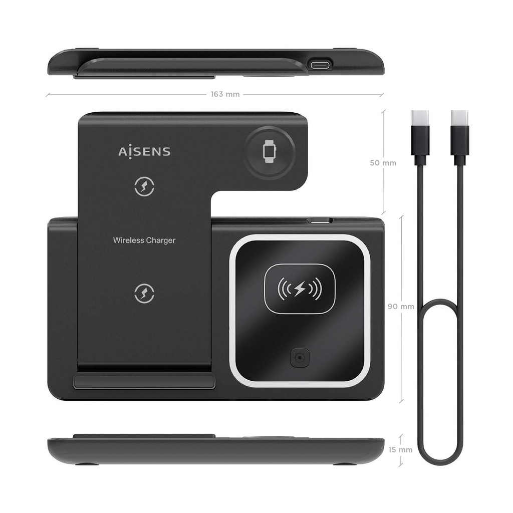 Aisens Wireless Charging Base ASCH-15W3WC043-BK/ 15W