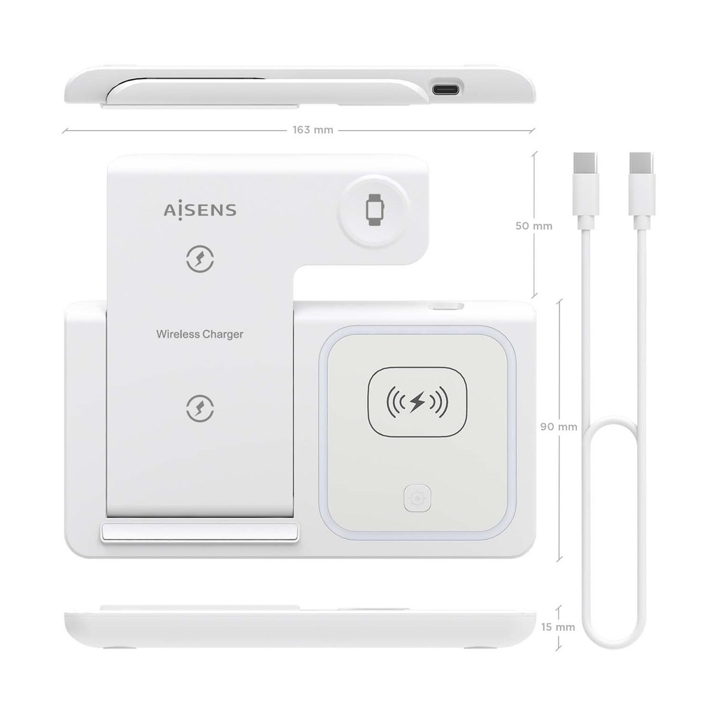 Aisens Wireless Charging Base ASCH-15W3WC044-W/ 15W