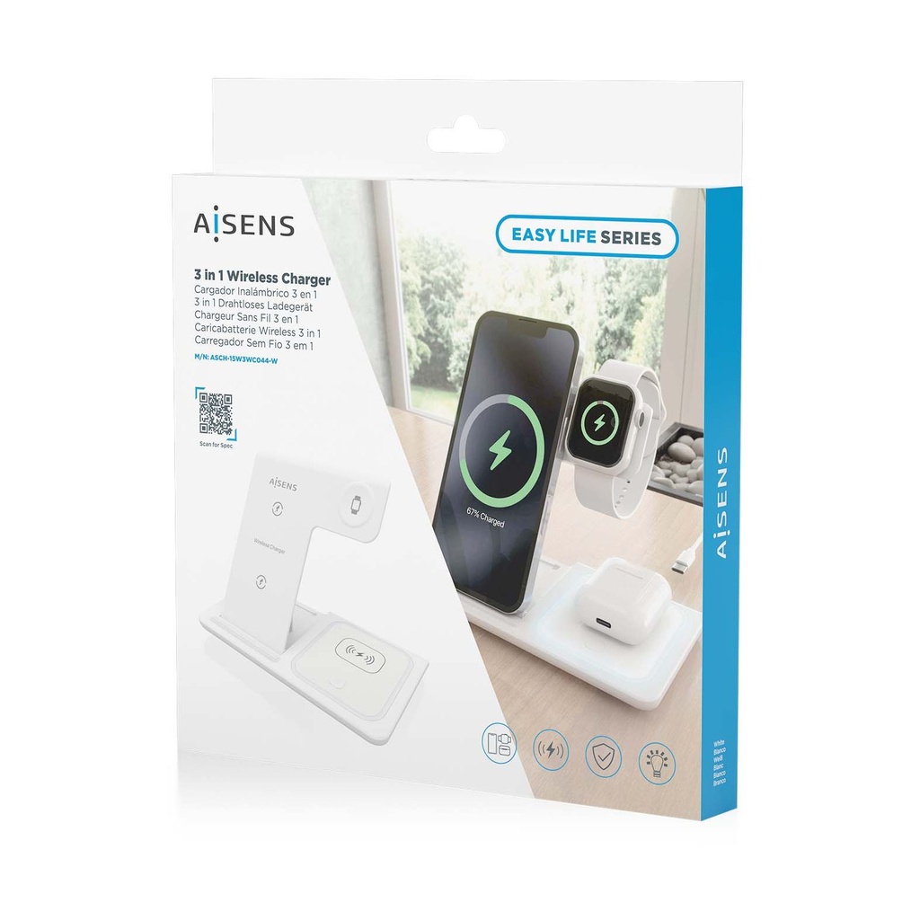 Aisens Wireless Charging Base ASCH-15W3WC044-W/ 15W