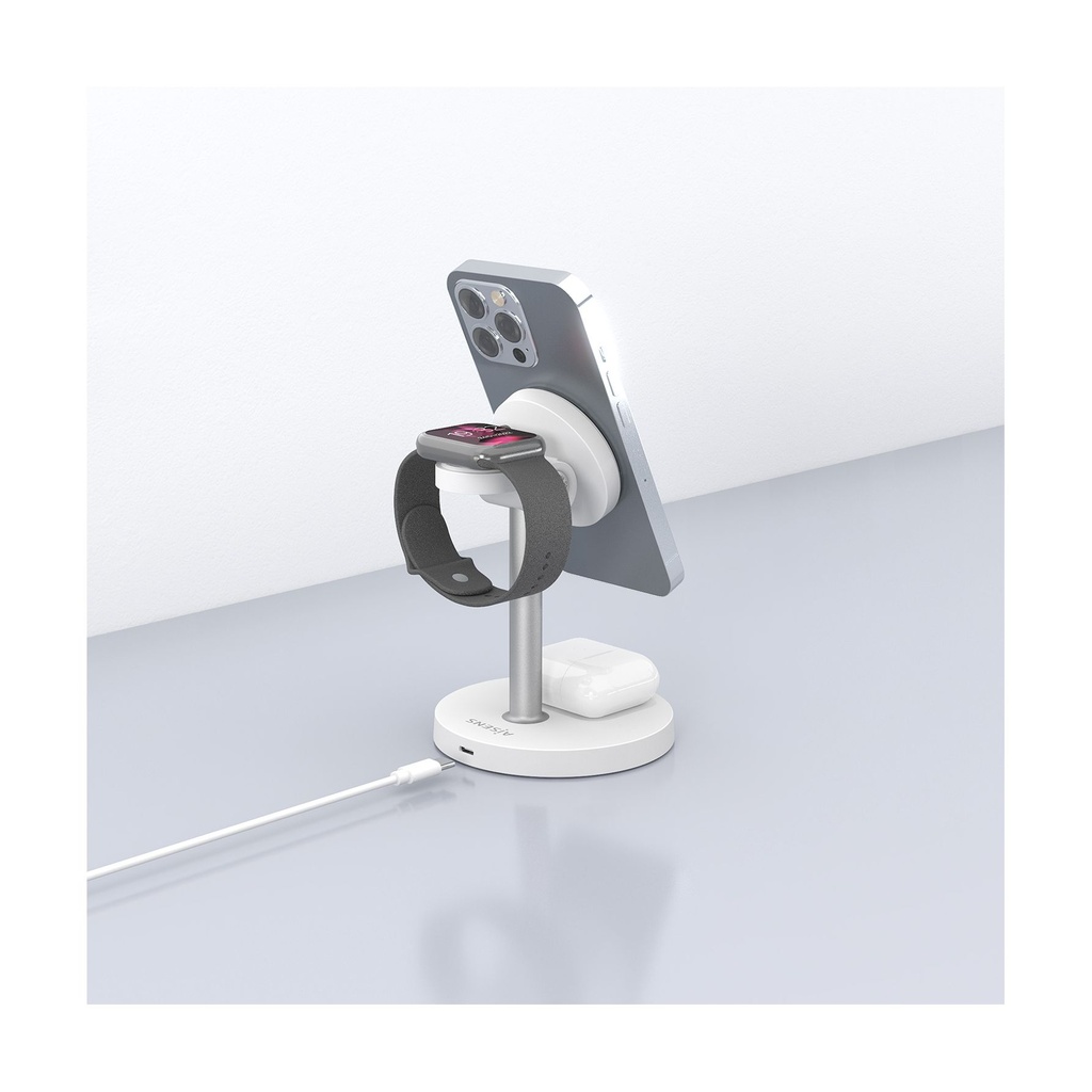 Base de carga Inalámbrica Aisens ASCH-15W3WC065-W/ 15W/ Blanco