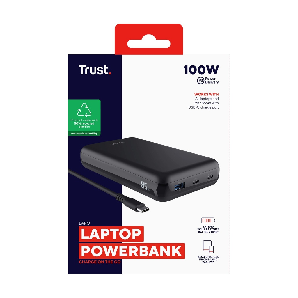 Trust Laro 20000mAh/100W External Battery/Powerbank/Compatible with Laptops
