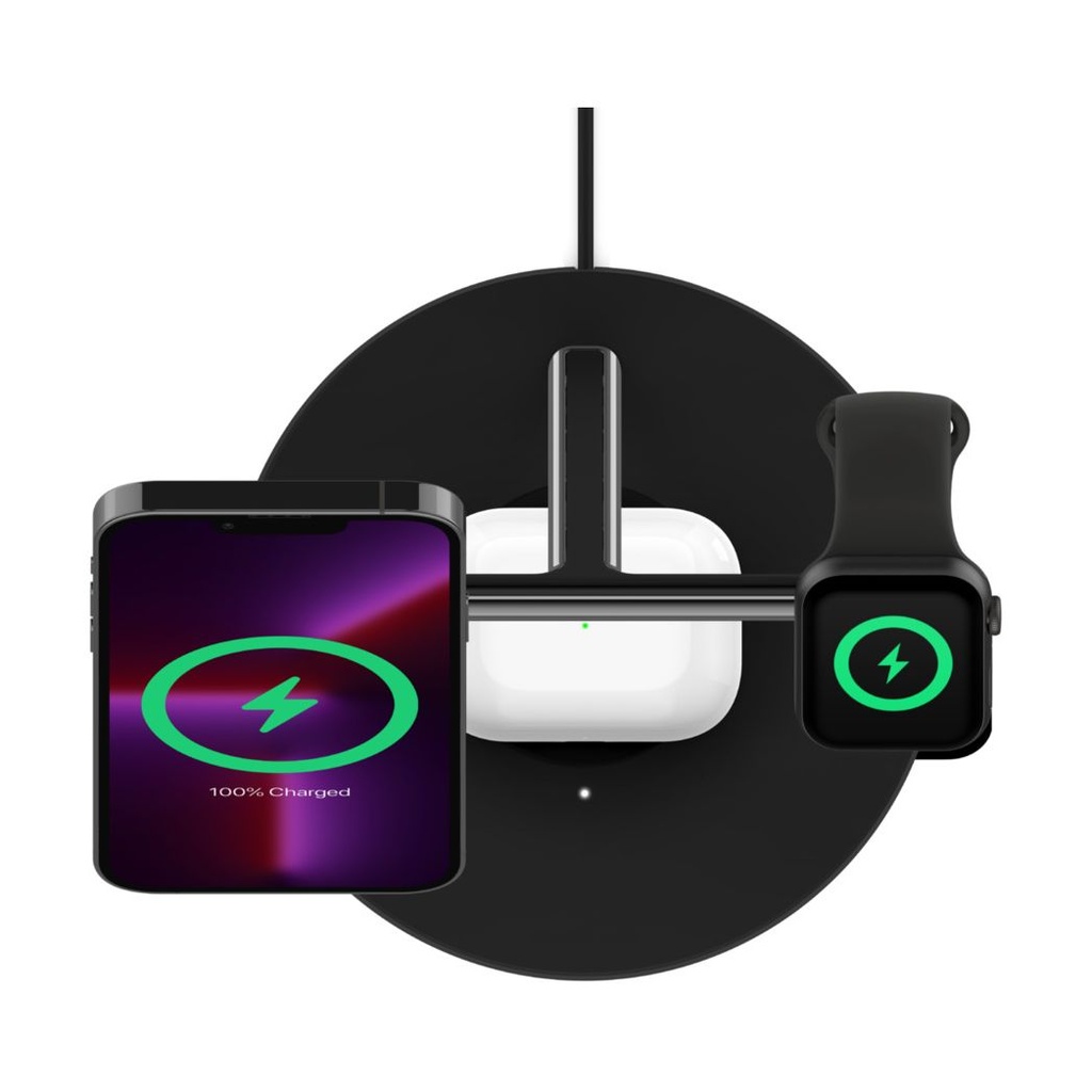 Belkin Boost Charge PRO 3-in-1-Ladegerät mit MagSafe 15W Black, for Apple iPhone 16/15/14/13/Watch