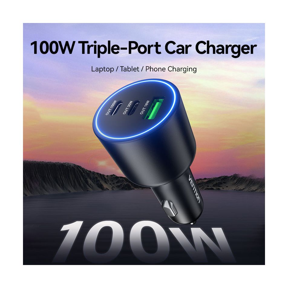Cargador de Coche Vention FFQB0/ 2xUSB-Tipo C/ 1xUSB/ 100W