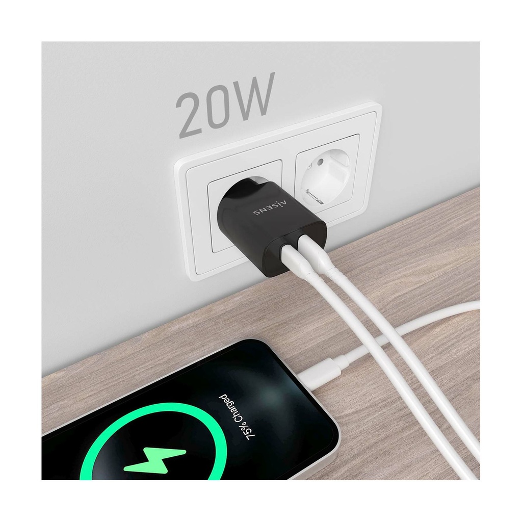 Aisens A110-0755 Wall Charger/ 1xUSB Type-C/ 1xUSB/ 20W