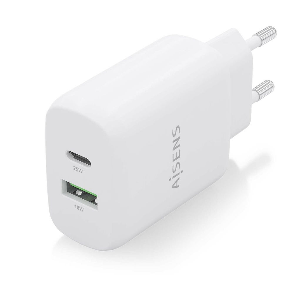 Aisens A110-0758 Wall Charger/ 1xUSB Type-C/ 1xUSB/ 25W