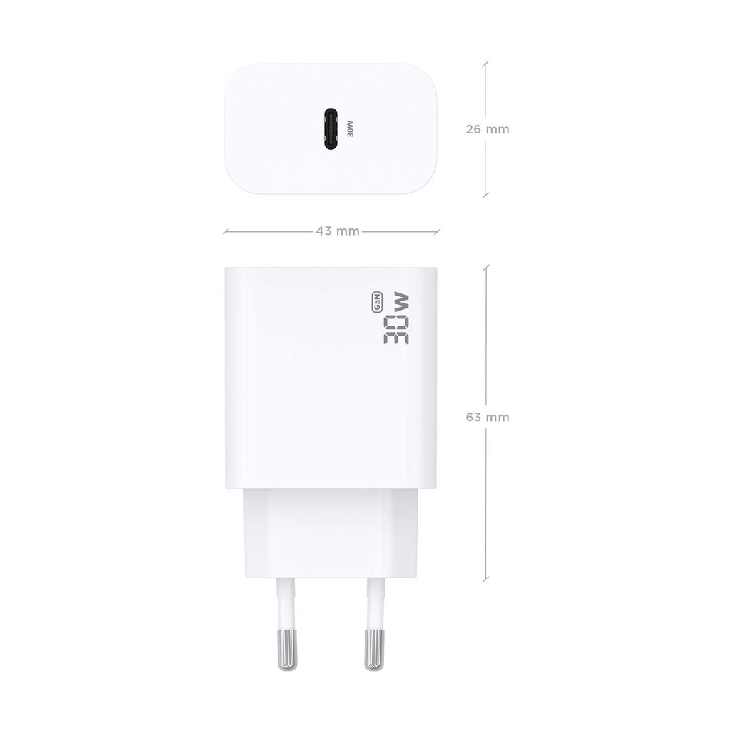 Aisens A110-0940 GaN Wall Charger / 1xUSB Type-C / 30W / White