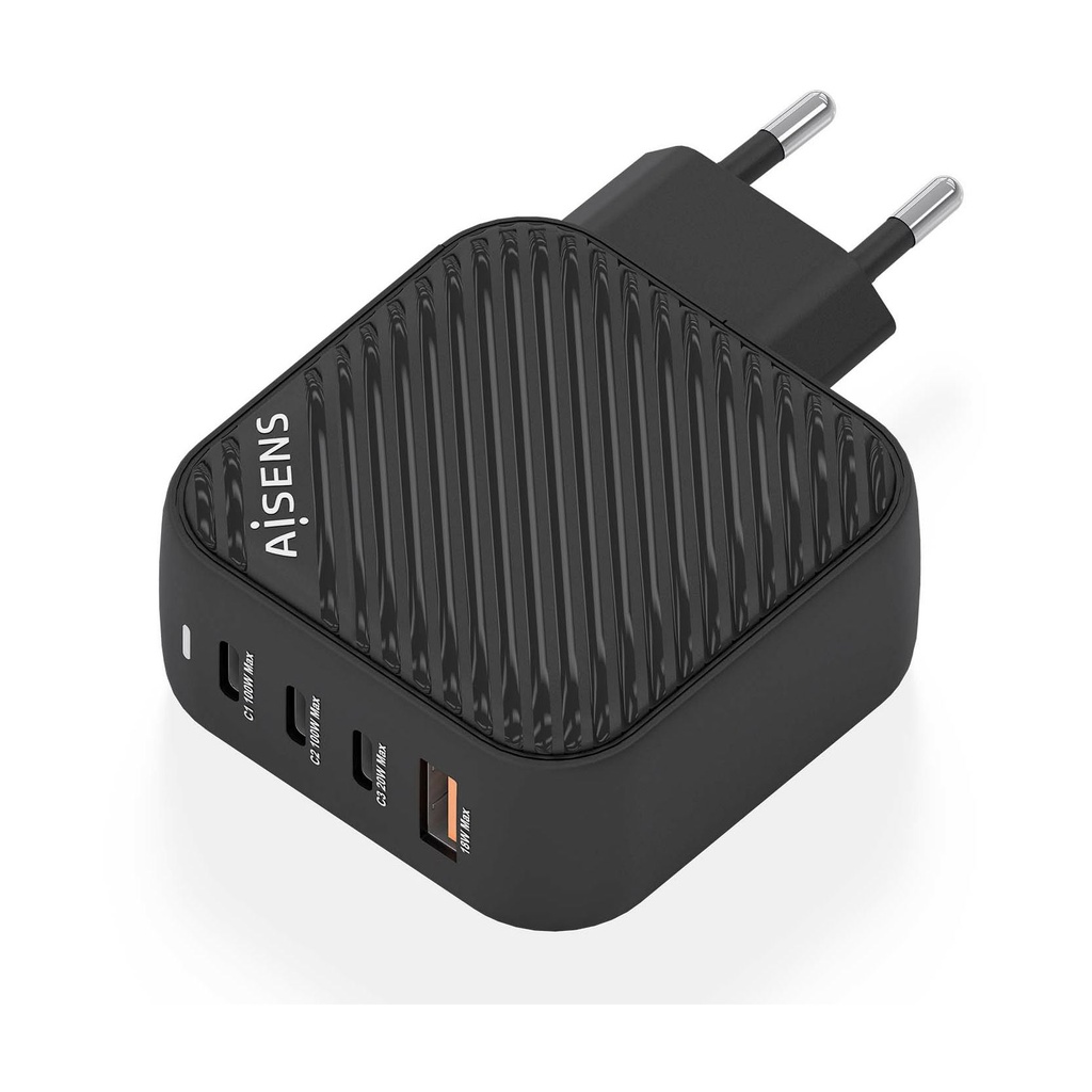 Aisens GaN Wall Charger ASCH-100W4P029-BK/ 3xUSB Type-C/ 1x USB/ 100W