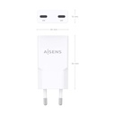 Aisens GaN Wall Charger ASCH-30W2P048-W/ 2xUSB Type-C/ 30W/ White