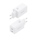 Cargador de Pared GaN Aisens ASCH-65W2P078-W/ 2xUSB Tipo-C/ 65W/ Blanco