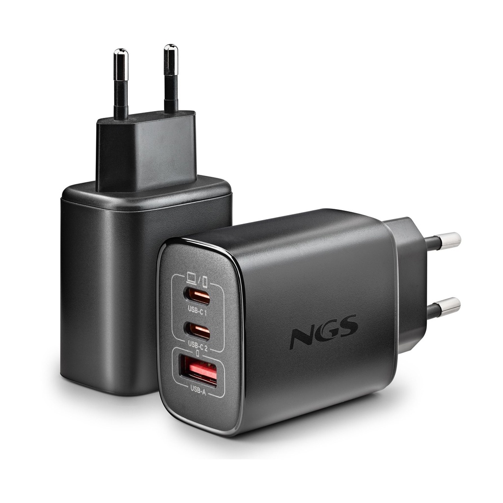 Cargador de Pared GaN NGS Era 65W/ 2xUSB Tipo-C/ 1xUSB/ 65W