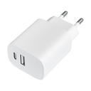 Leotec LECSPH20W2W Wall Charger/ 1xUSB Type-C/ 1xUSB/ 20W