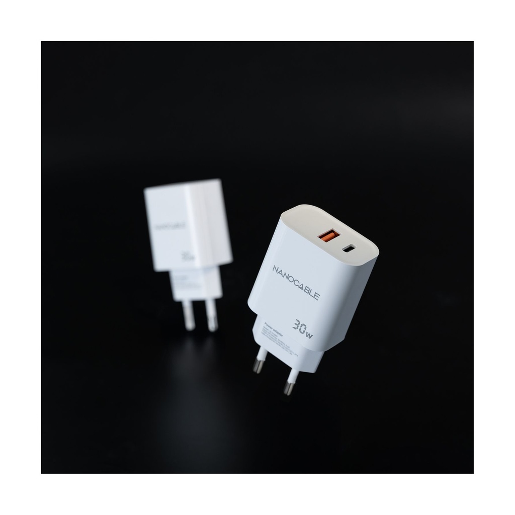 Nanocable Wall Charger 10.10.2011/ 1xUSB/ 1xUSB Type-C/ 30W/ White