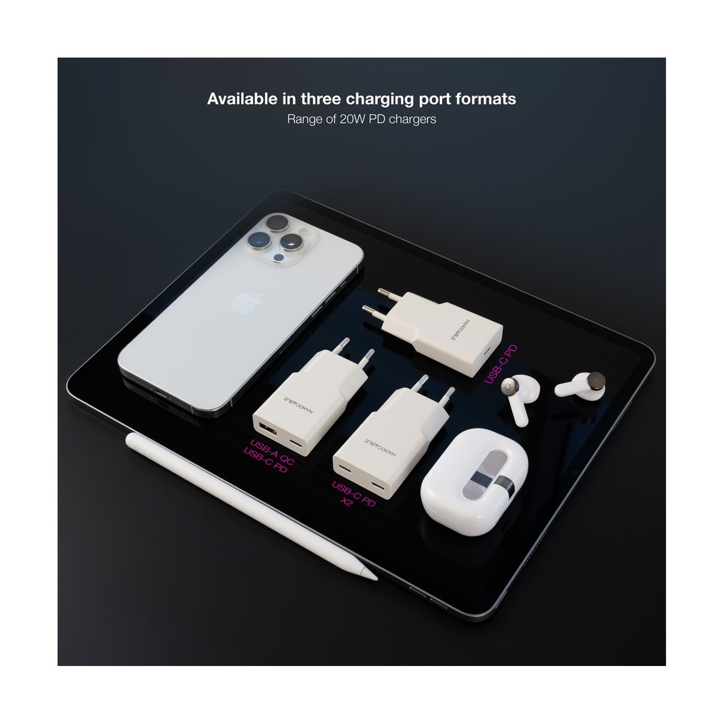 Cargador de Pared Nanocable 10.10.2023/ 2xUSB Tipo-C/ 20W/ Blanco