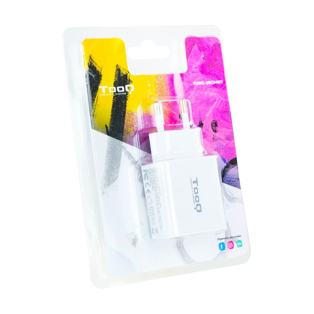 TooQ Wall Charger TQWC-2SC04WT/ 1xUSB Type-C/ 1xUSB/ 20W