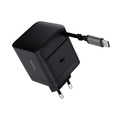 Cargador de Pared Trust Maxo 65W/ 1xUSB Tipo-C/ Incluye Cable USB Tipo-C Retráctil/ 65W