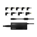 Cargador de Portátil Aisens ASLC-65WAUTO-BK/ 65W/ Automático/ 9 Conectores/ Voltaje 18.5-20V/ 1 USB QC3.0