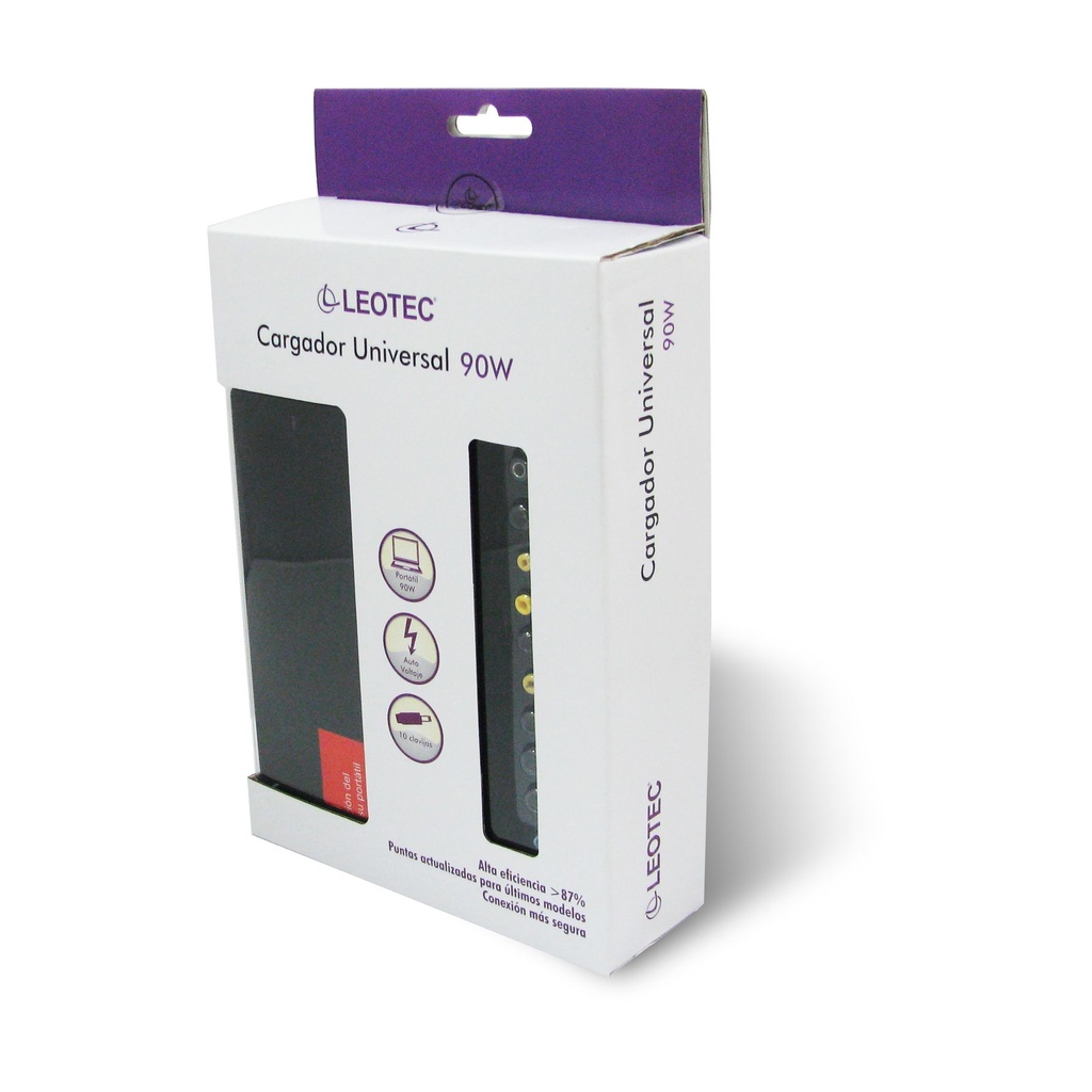 Cargador de Portátil Leotec Home/ 90W/ Automático/ 12 Conectores/ Voltaje 15-20V