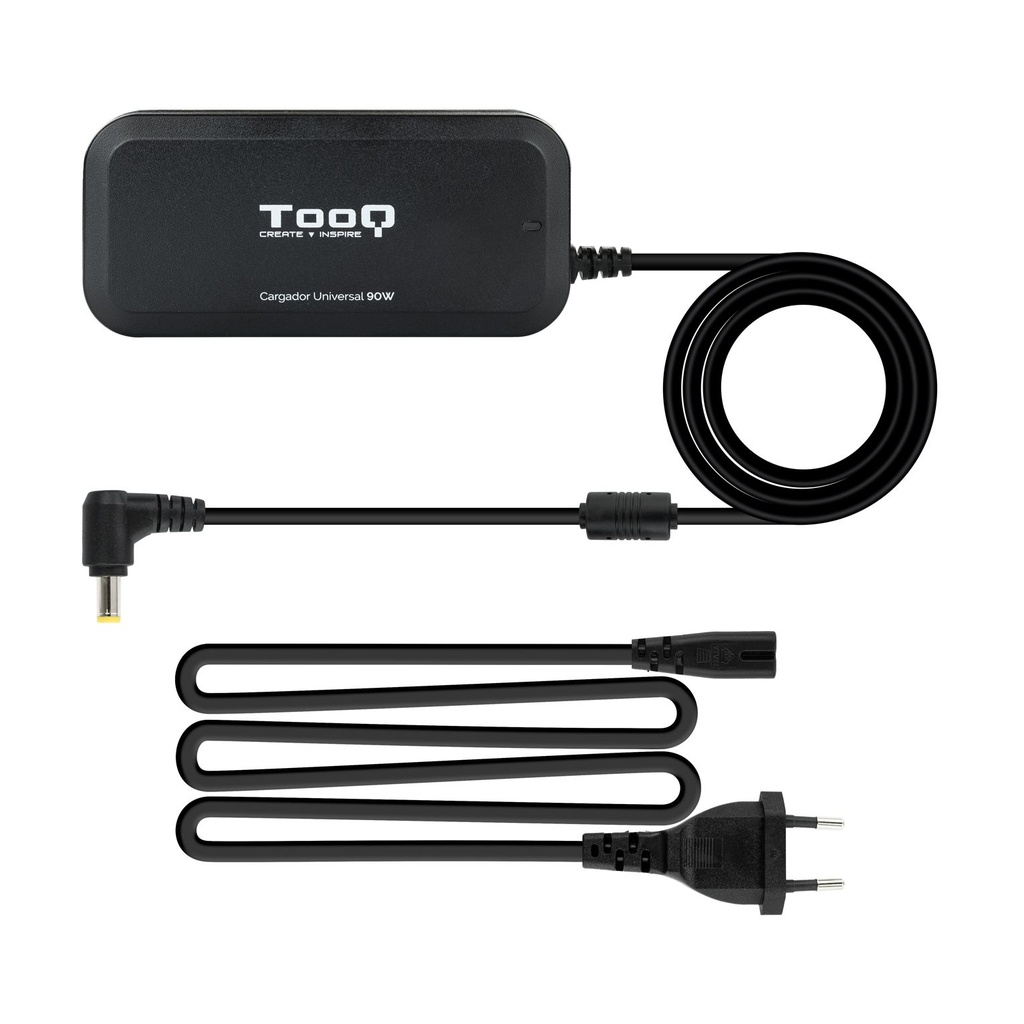 Cargador de Portátil TooQ TQLC-90BS02M/ 90W/ Manual/ 12 Conectores/ Voltaje 15-24V/ 1 USB